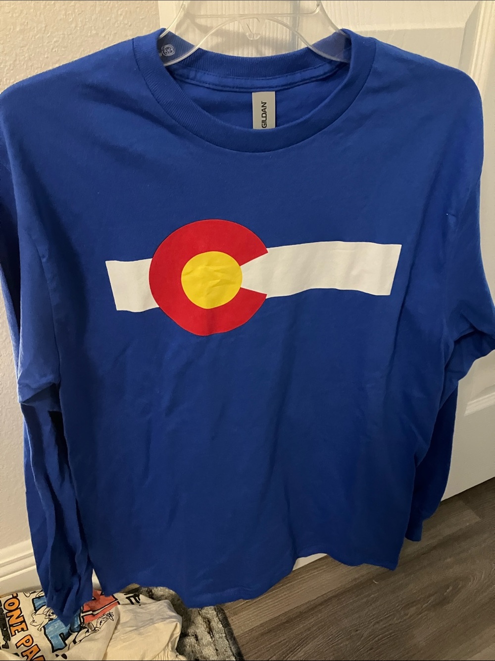 Gildan Royal Blue Kids Long-Sleeve Tee with Colorado Flag Graphic